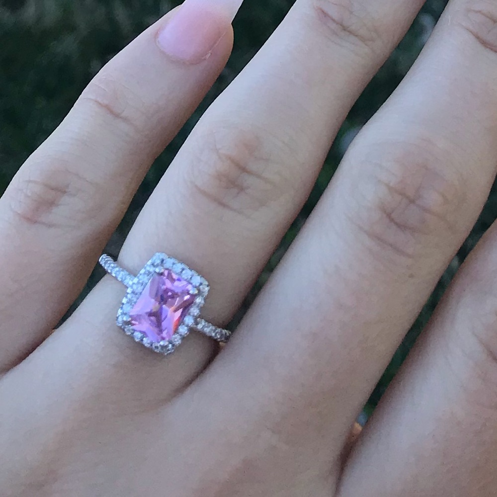 NWT Pink crystal 925 sterling silver ring - Picture 7 of 7